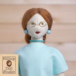 CUSTOM Fabric Doll "Iris" -Handcrafted Textile Cloth Heirloom Primitive Doll